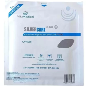 Curativo De Alginato De Cálcio e Prata 10 x 10 Silvercare - Vita Medical