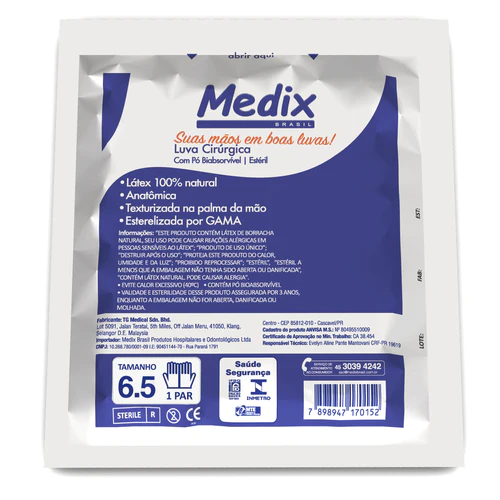 Luva Cirúrgica Estéril de Látex Com Pó Medix - Par