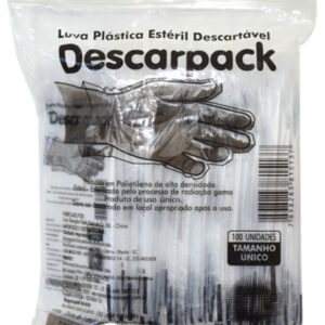 Luva Plástica Estéril Descarpack - Pacote C/ 100 Unidades